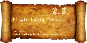 Mityin Boglárka névjegykártya